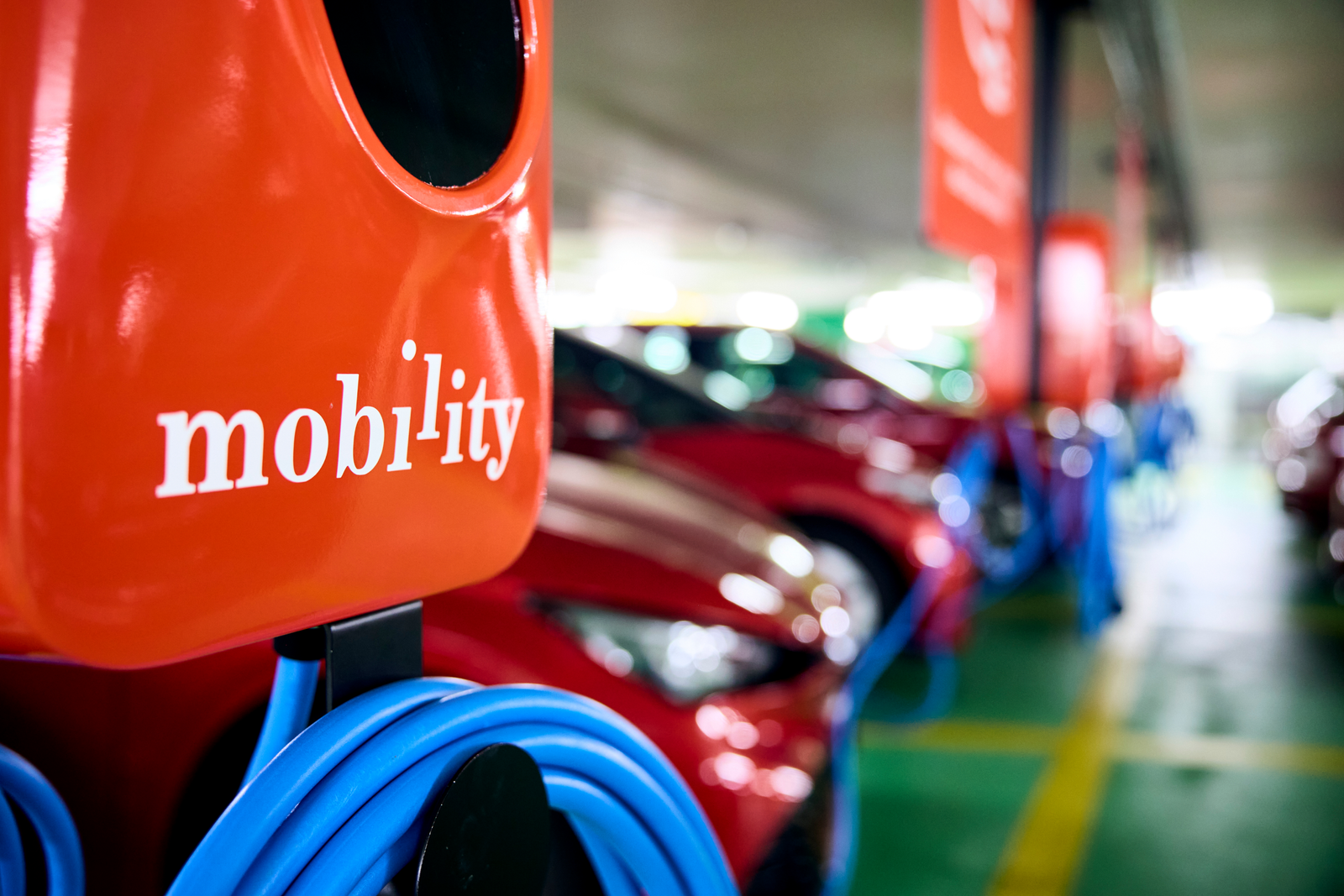 Charging stations in a parking space